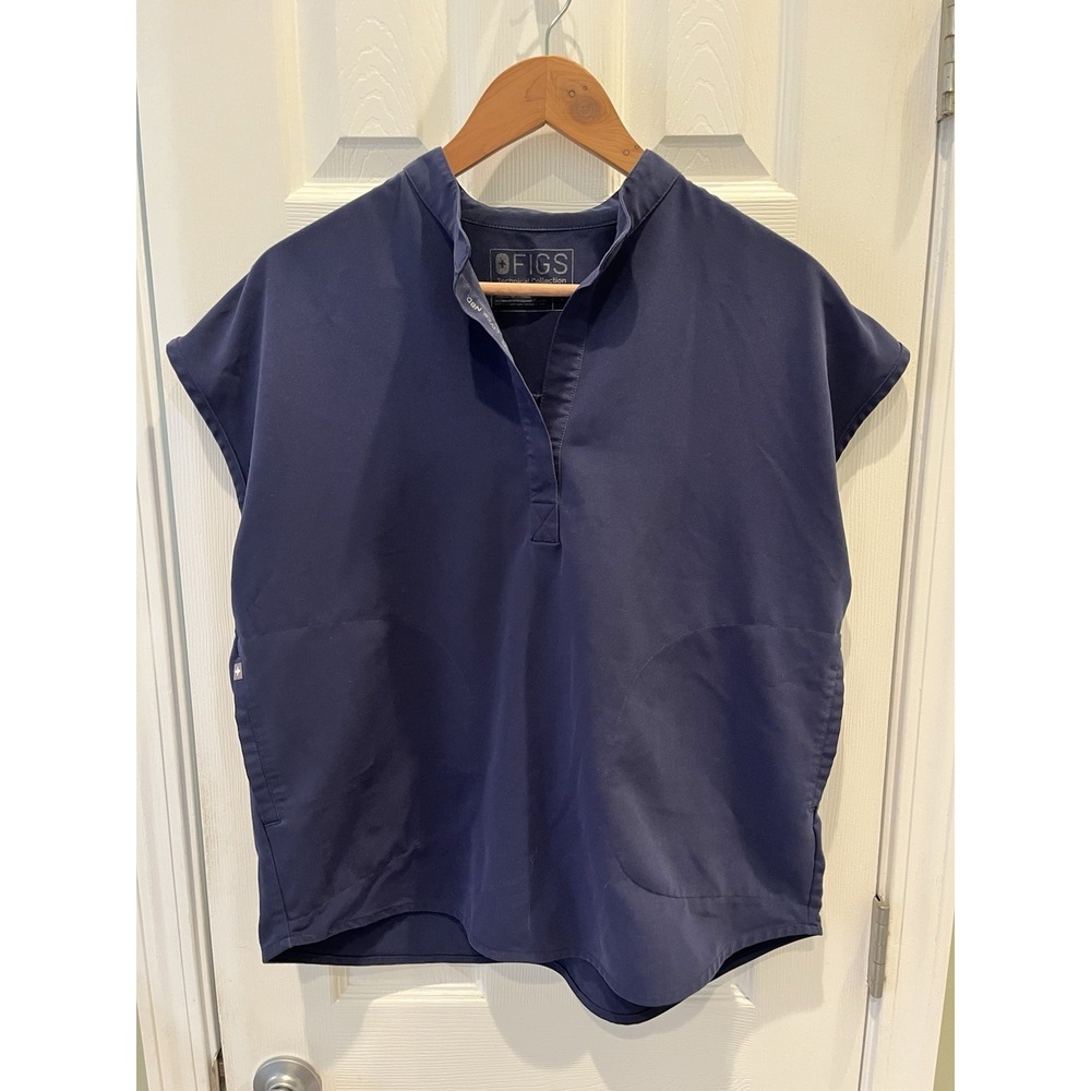 FIGS Technical Rafaela Oversized Scrub Top Women's Sz S Navy Blue WXXSW1003
